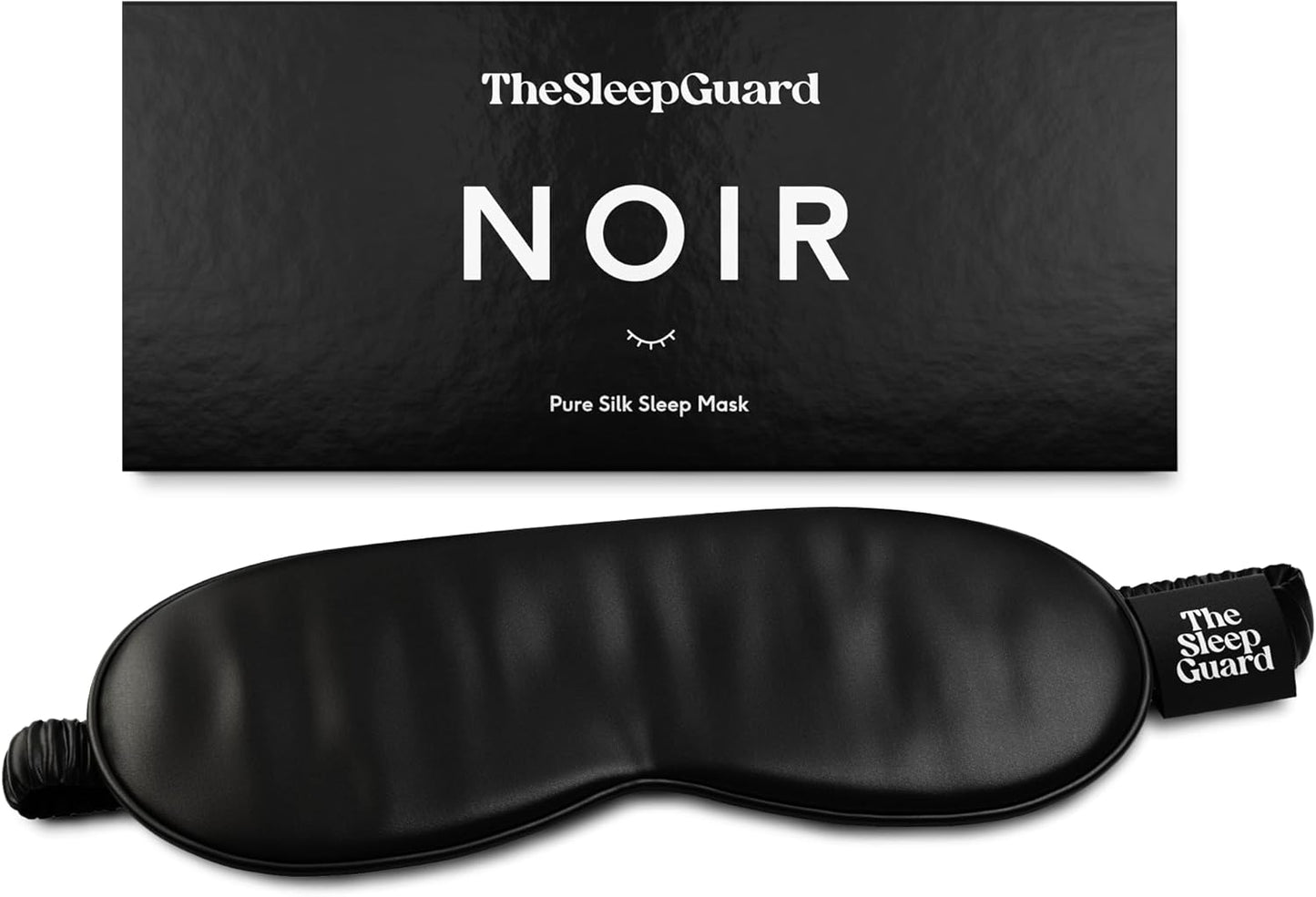 TheSleepGuard Pure Silk Sleep Mask [100% 6A Mulberry Silk, 22 Momme] Light Blocking Travel Essentials. Eye Masks for Sleeping. Black Oeko-Tex Blindfold. Eye Covers for Men & Women