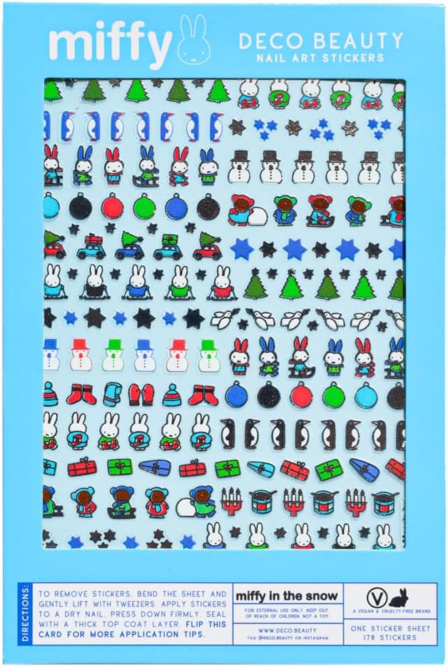 Deco Beauty Miffy in The Snow Nail Stickers - Lightweight & Easy-to-Apply Nail Art with Trendy Design - Durable & Long-Lasting Nail Stickers for Women, Ideal for DIY Manicures & Salon-Quality Nails