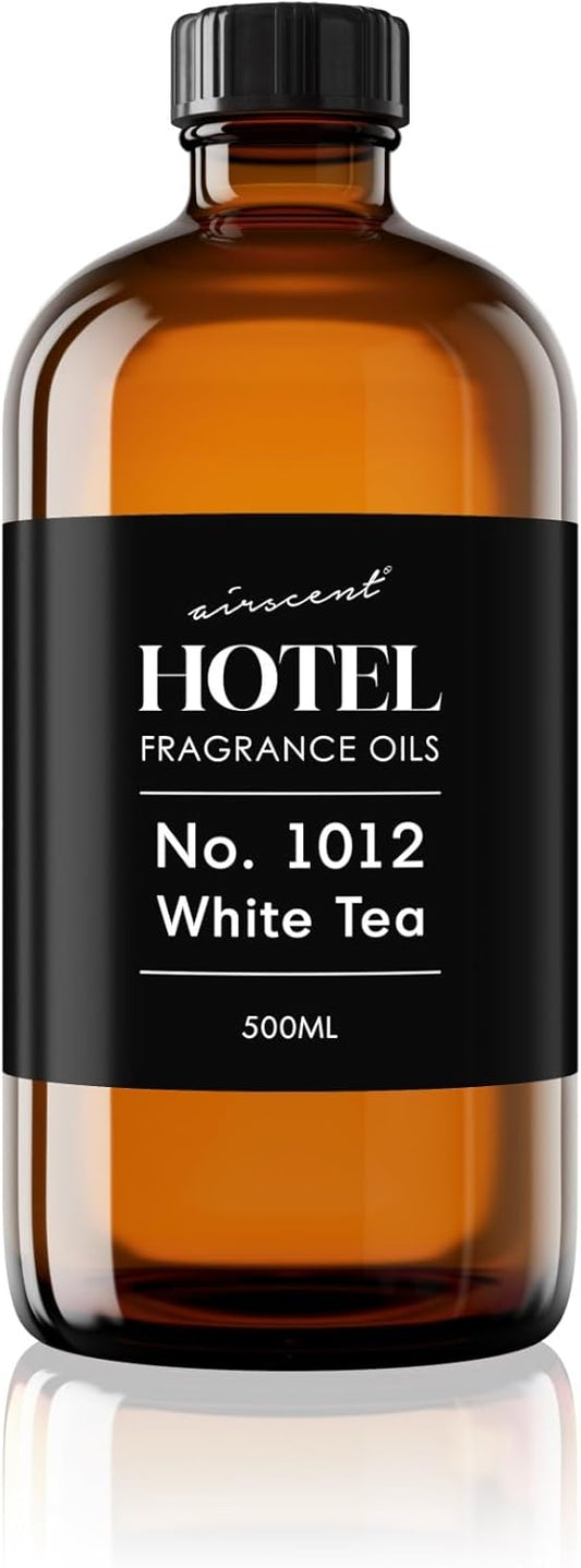 AirScent Hotel Diffuser Oil No. 1012 Inspired by The White Tea Hotel Scent - Premium Fragrance Oil for Ultrasonic and Waterless Diffusers and Crafting - 500 mL, 16.9 fl oz Glass Bottle