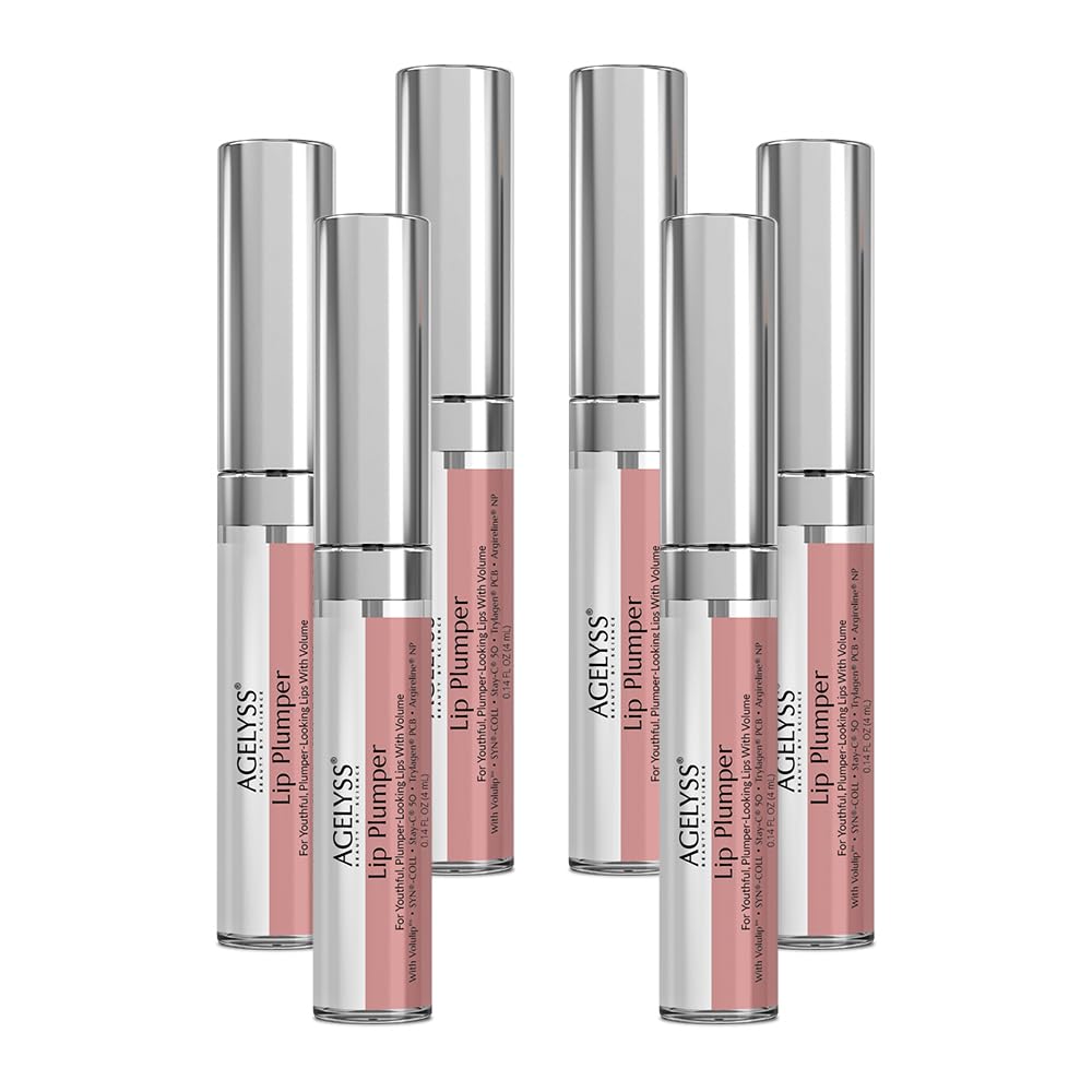 Agelyss Lip Plumper - Deep Hydration - Lip Volume, Collagen Boost, Plumping - Paraben-Free, Cruelty-Free, Vegan - .14 FL OZ - Pack of 6