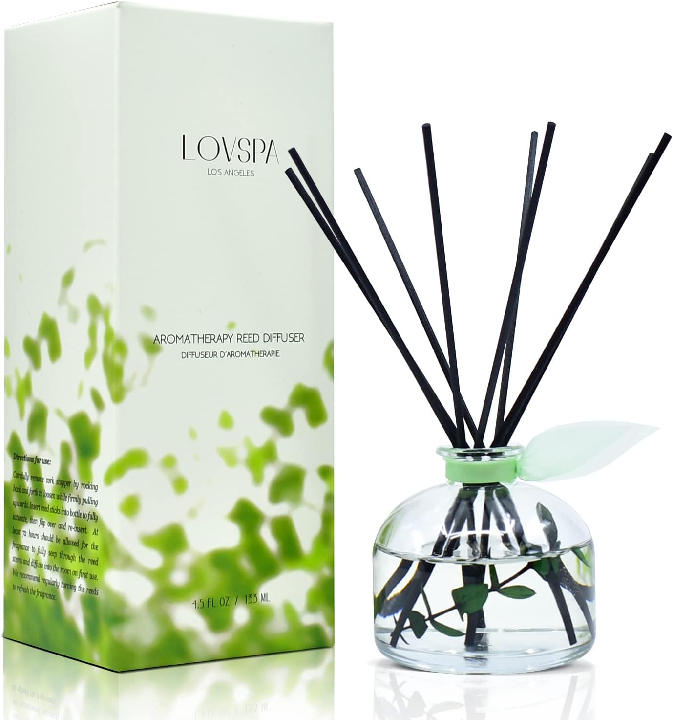 LOVSPA Reed Diffuser Set, Unwind Eucalyptus & Mint Scented Oil Diffuser with Sticks, Home Fragrance Accessories for Bathroom Shelf Decor, Aroma Diffusers for Home or Office Desk, USA Made