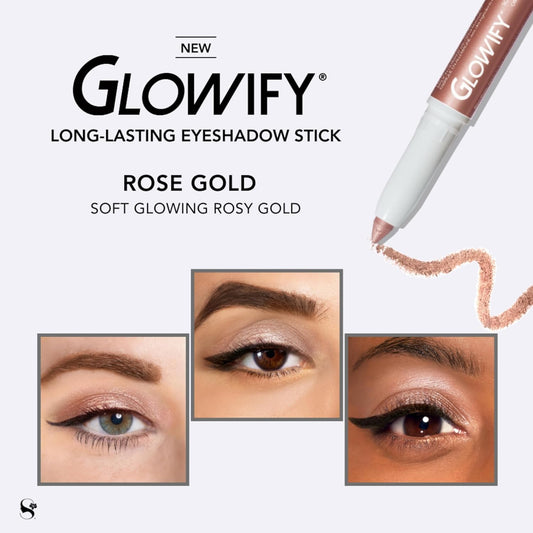 SeneGence Glowify Long-Lasting Eyeshadow Stick, Rose Gold, Multi-Use Highlighter for Eyes, Cheeks, Brow Bone, Effortless Application with Smooth, Velvety Finish