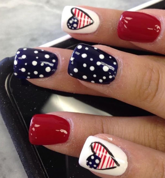 Curvlife Soft Gel Press On Nails Kit - Patriot Full Cover False Nail Tips with Trendy Designs, Reusable & Glue Included - Easy Application Nail Accessories for Women