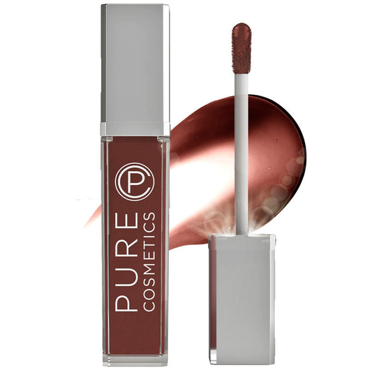 Pure Illumination Light-Up Lip Gloss with LED-Lit Applicator Brush + Side Mirror, Non-Sticky, Moisturizing Hydrating Lip Glosses with Lanolin, Jojoba Oil, & Vitamin E, Down to Earth