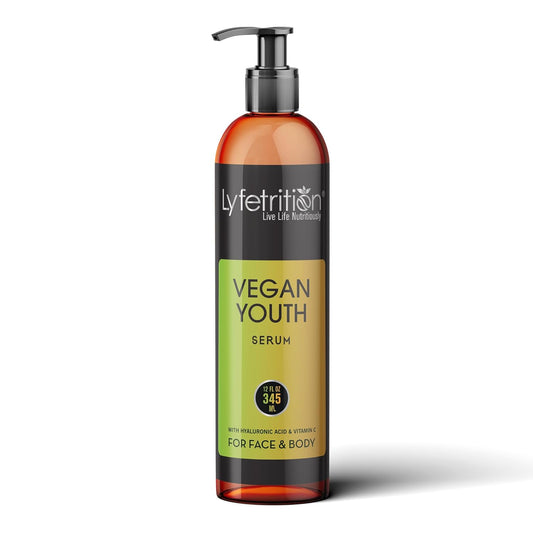 Lyfetrition Vegan Youth | 12 Fl oz Large Bottle | Anti-Aging And Wrinkle Serum | (Skin and Face Formula).