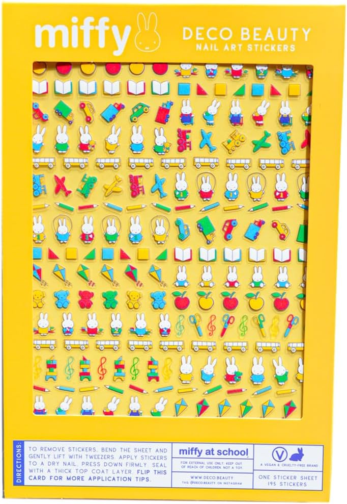 Deco Beauty Miffy at School Nail Stickers - Lightweight & Easy-to-Apply Nail Art with Trendy Design - Durable & Long-Lasting Nail Stickers for Women, Ideal for DIY Manicures & Salon-Quality Nails
