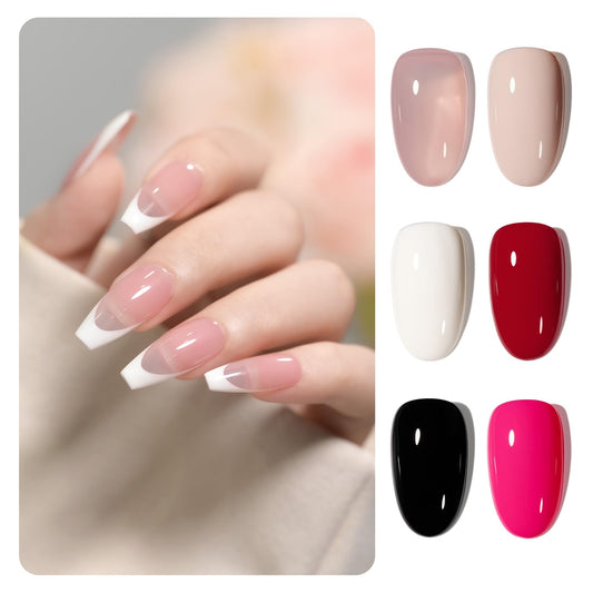 GAOY Classical Gel Nail Polish Set Include Jelly Nude Black White Red Hot Pink Colors Kit for French Manicure and Daily Nail Art at Home