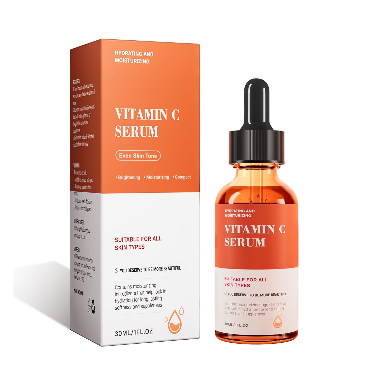 Vitamin C Serum For Face-Anti Aging & Wrinkle Facial Serum With Vitamin C,Sodium Hyaluronate,Vitamin E And More,Skin Brightening Serum For Dark Spots,Fine Lines & Dull Skin,1 Fl Oz