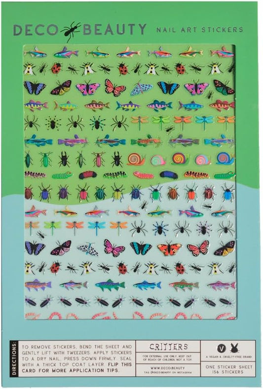 Deco Beauty Critters Nail Stickers - Lightweight & Easy-to-Apply Nail Art with Cute & Trendy Designs - Durable & Long-Lasting Nail Stickers for Women, Ideal for DIY Manicures