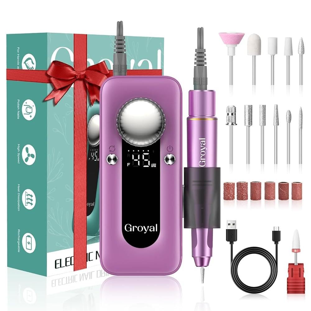 Electric Nail Drill Professional, 45000RPM Cordless Electric Nail File for Acrylic Gel Nails, Manicure Pedicure Polishing Shape Tools for Home Salon with 11pcs Drill Kits, Pink