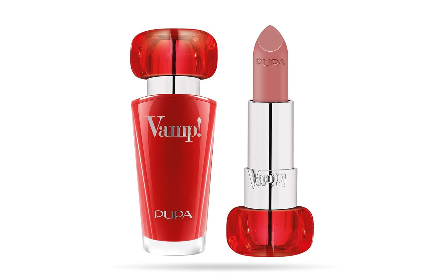 Pupa Milano Vamp! Extreme Colour Lipstick With Plumping Treatment - For Fuller, Defined Lips - Adds Incredible, Deep Color To Lips - Soft Texture Adheres Perfectly - 102 Rose Nude - 0.123 Oz