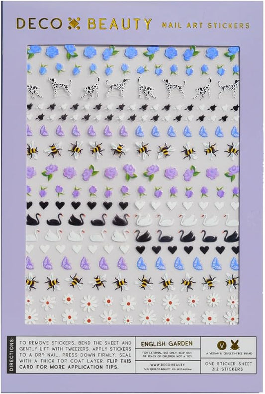 Deco Beauty English Garden Nail Stickers - Lightweight & Easy-to-Apply Nail Art with Cute & Trendy Design - Durable & Long-Lasting Nail Stickers for Women, Ideal for DIY Manicures