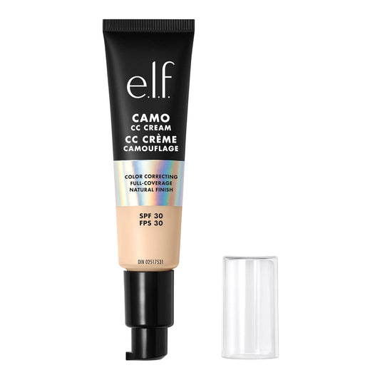 e.l.f. Camo CC Cream, SPF 30 Color-Correcting Medium-To-Full Coverage Face Foundation, Delivers An Airbrushed Finish, Vegan & Cruelty-Free, Fair 100 W