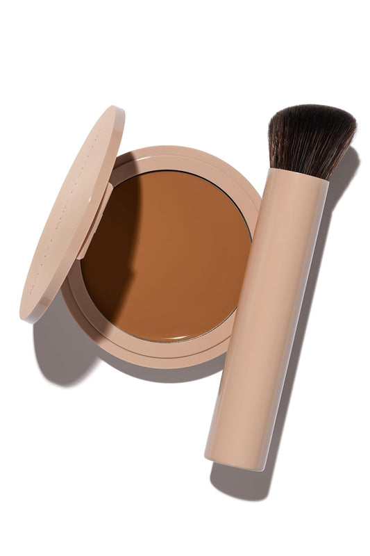 No Makeup Makeup Long-Lasting Lightweight Foundation & Brush Duo | Cruelty-Free, Fragrance-Free, Buildable, Transfer-Proof Makeup (Mocha)
