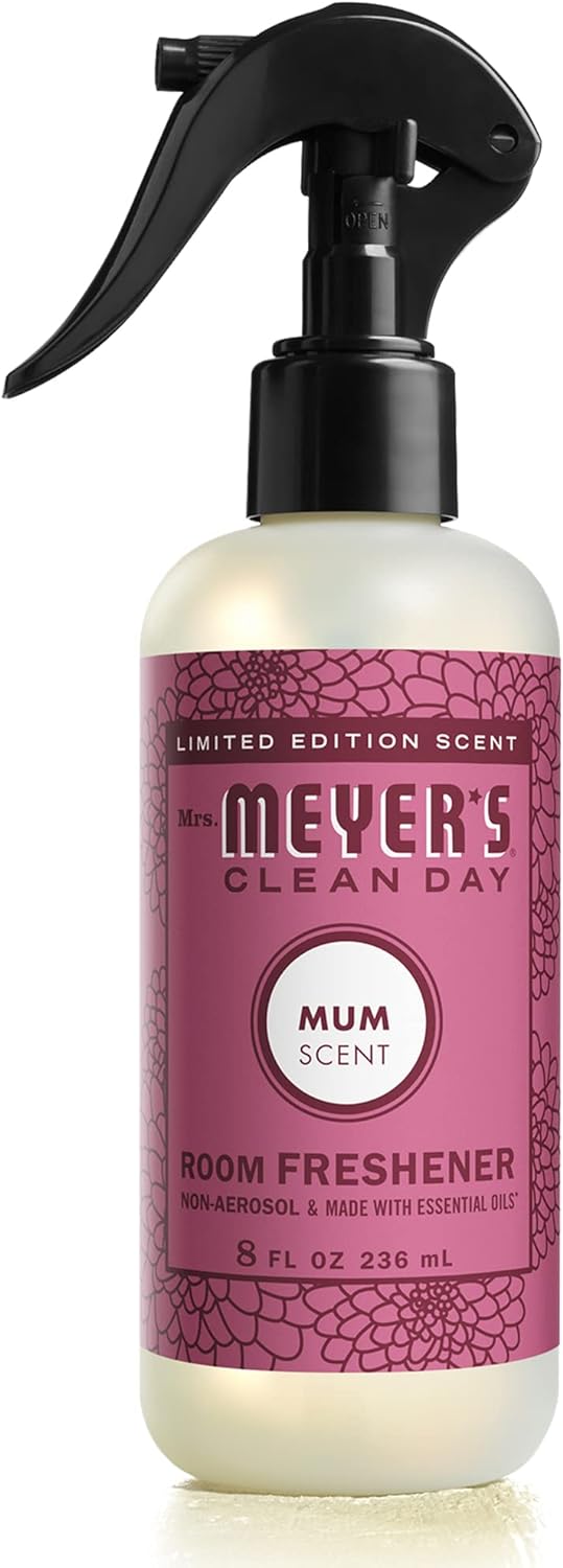 MRS. MEYER'S CLEAN DAY Room and Air Freshener Spray, Non-Aerosol Spray Bottle Infused with Essential Oils, Mum, 8 fl. oz