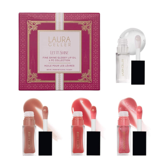 LAURA GELLER NEW YORK Let It Shine Boxed Gift Set | Includes 4 Fine Shine Glossy Lip Oils in Exclusive New Shades | Hydrating Lip Treatment with Peptides