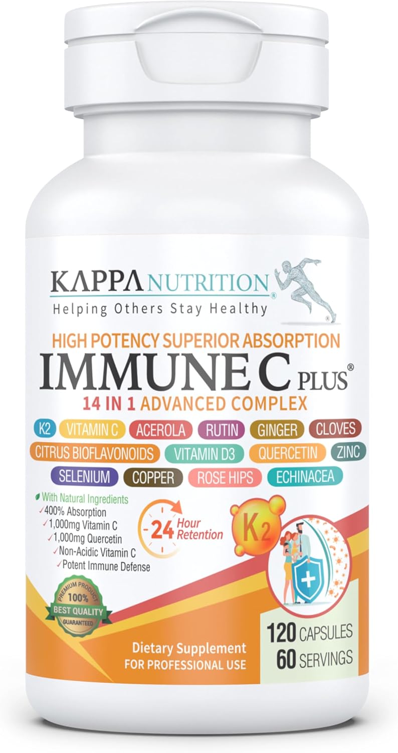 Quercetin 1,000mg, Vitamin C 1,000mg, Zinc 50mg, Vitamin D3 5,000iu, Selenium, Copper, Acerola, Ginger, Rutin, Bitter Orange, Rose Hips, Echinacea, Immune C Plus, 14 in 1 Immune C Plus (120 Count)
