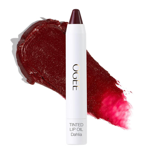 Ogee Tinted Sculpted Lip Oil - Lip Stain Made with 100% Organic Coconut Oil, Jojoba Oil, and Vitamin E - Best as Lip Balm, Lip Color or Lip Treatment - DAHLIA