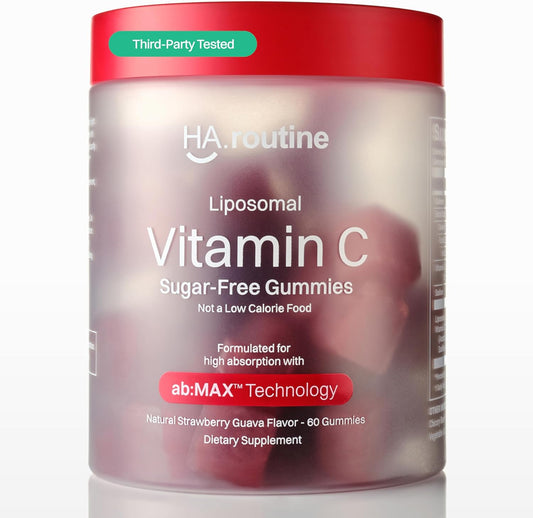 Liposomal Vitamin C Sugar-Free Gummies - 500mg, 60 Gummies, 30 Servings, Immunity Booster, Collagen Support, Antioxidant, Eco-Friendly Jar- Strawberry Guava Flavor