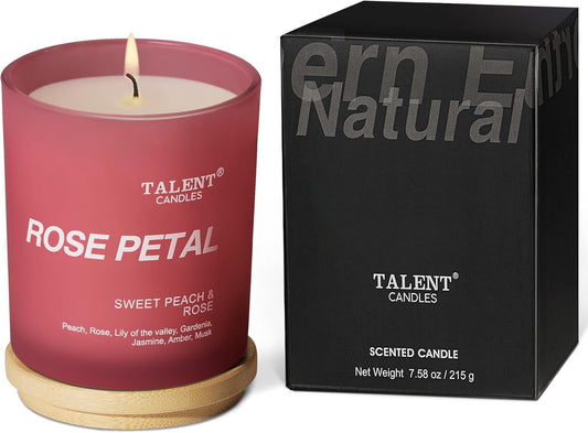 Candles for Home Scented, Natural Soy Wax, Scented Candle Stress Relief and Relaxation, Sweet Peach & Rose, Medium Jar, Ideal for Home and Bedroom Decor