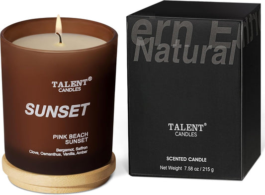 Candles for Home Scented, Natural Soy Wax, Scented Candle Stress Relief and Relaxation, Pink Beach Sunset, Medium Jar, Ideal for Home and Bedroom Decor