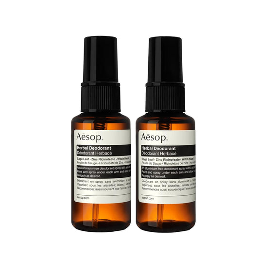 Aesop Herbal Deodorant Spray | Aluminum Free | Deodorant Reduces + Masks Underarm Odor | Sage Leaf, Zinc Ricinoleate, Witch Hazel | 1.7 oz / 50mL (Pack of 2)