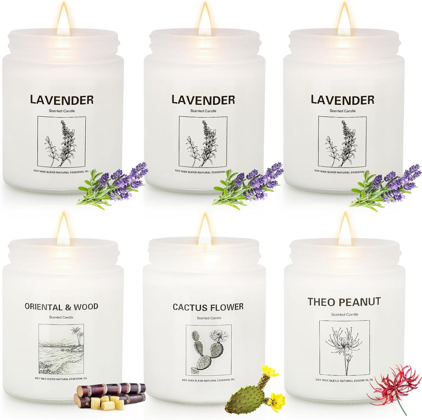 LOSNYA Scented Candles Set, 6 Pack 42OZ Aromatherapy Candle Gifts for Women, Lavender Candles, Natural Soy Wax Long Lasting Candle Gifts for Birthday Mother's Thanksgiving Day