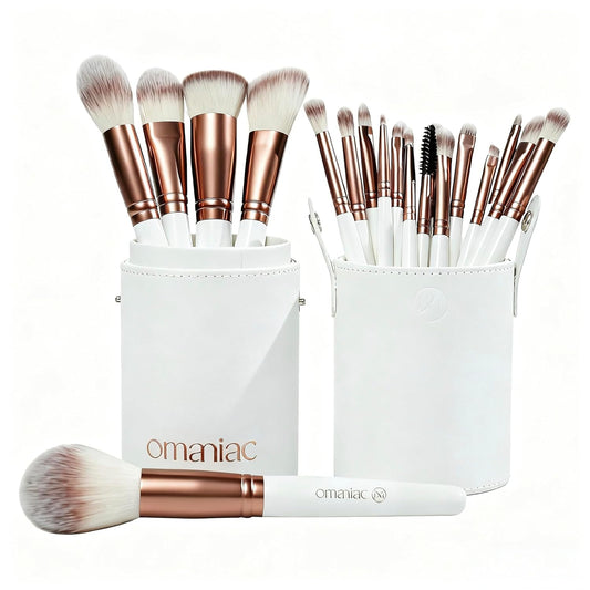 OMANIAC Makeup Brush Set, 20Pcs Professional Makeup Brushes for Foundation, Powder, Eyeshadow, Concealer Cream, Blush Buffe etc, with White Makeup Brushes Kit Case