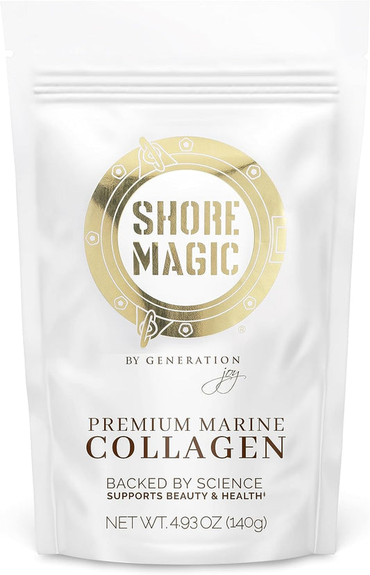 Shore Magic Premium Marine Collagen Powder – Hydrolyzed Type I, II, III & IV Peptides from Wild Fish for Skin, Hair, Nails & Joints, 14 Servings