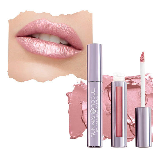 Runway Rogue Silk Glam Liquid Lipstick, Long Wear Frosted Pale-Pink Lipstick, ‘Trophy Wife’