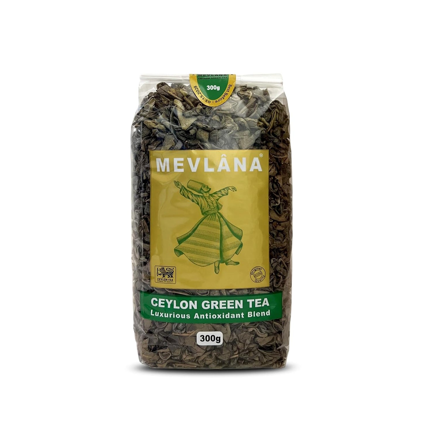 MEVLANA - Ceylon Green Tea | Naturally Low in Caffeine Content | Finest Taste & Flavour | Loose Leaf Green Tea with Refreshing Aroma | Freshly Packed in Sri Lanka | 300g