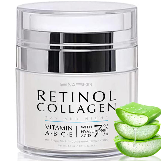 EnaSkin Retinol Collagen Face Moisturizer: Anti Aging & Wrinkle Repair Cream for Women - 7% Hyaluronic Acid Boost Hydration Formula - Facial Neck Day/Night Firming & Lifting, 1.7 Fl Oz