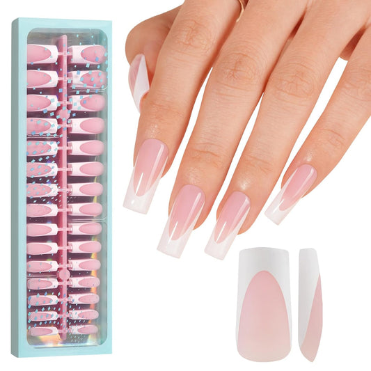 Vansiho Pink Deep French Gel Nail Tips, 150Pcs Long Square Soft Gel Nail Tips, French Tips Press on Nails, Fake Nails for Nail Art DIY 15 Sizes