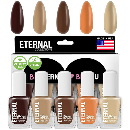 Eternal Nude Nail Polish Set for Women (NUDE OBSESSION) - Brown Nail Polish Set for Girls | Quick Dry & Long Lasting Nail Polish Kit for Home DIY Manicure & Pedicure | Made in USA, 13.5mL (Set of 5)