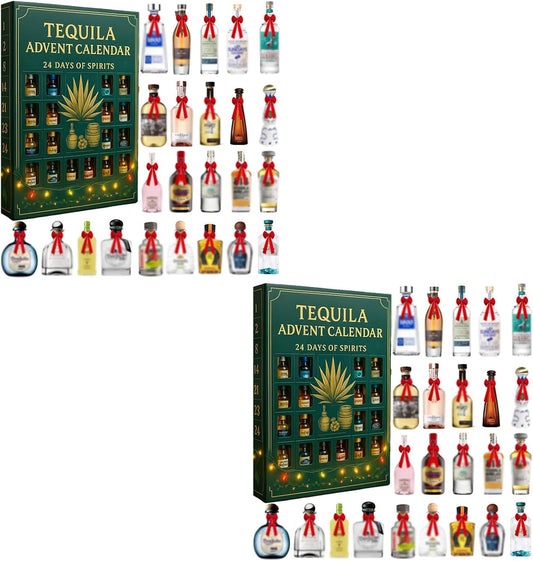 Tequila Advent Calendar, 24 Days of Spirits, Advent Calendar 2025, Each Door Opens a New Surprise from Crisp Blancos to Aged Añejos, Christmas Countdown(2pcs)