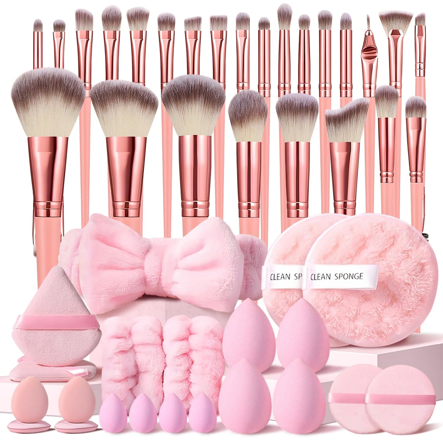 46Pcs Pink Makeup Brushes Set Professional Makeup Kit Multi-functional Makeup Tool Set with Facial Makeup Accessories, Foundation Makeup Brush Kit Eye and Face Make up Brushes & Tools