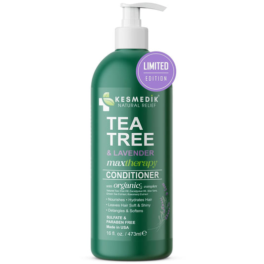 Tea Tree & Lavender Conditioner, Soothes Itchy, Dry Scalp, Refreshes, Hydrates, Detangles & Controls Frizz, Reduces Hair Loss, Lavender-Infused Nourishing Formula for All Hair Types, 16 fl oz
