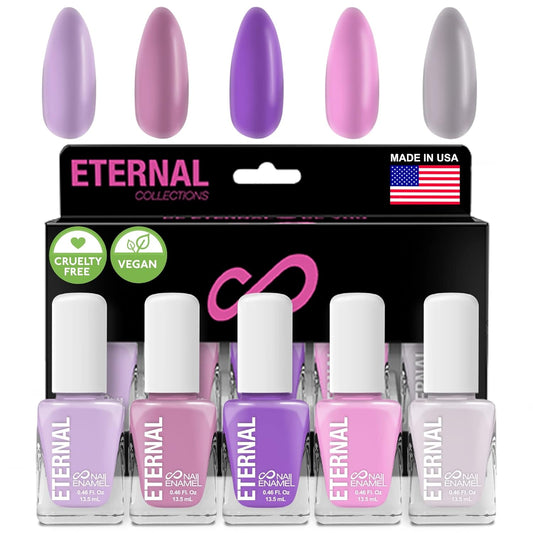 Eternal Pastel Nail Polish Sets for Women (LILAC PINK) - Pastel Nail Polish Set for Girls | Quick Dry & Long Lasting Nail Polish Kit for Home DIY Manicure & Pedicure | Made in USA, 13.5mL (Set of 5)