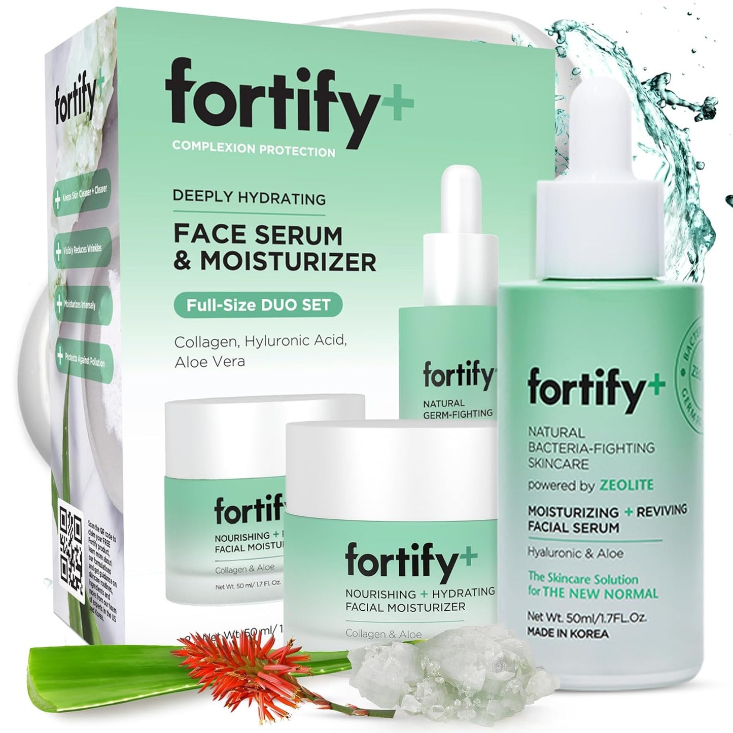 9-in-1 Ultimate Hydration Facial Set - Nourishing Moisturizer & Serum Duo, Dermatologist Tested - Hydrates & Protects Skin Barrier, Clean Beauty, Made in Korea - 2 x 50ML/1.7Fl Oz