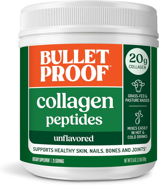 Bulletproof Unflavored Collagen Peptides Powder, 17.6 Ounces, Grass-Fed Collagen Protein and Amino Acids for Skin, Bones and Joints