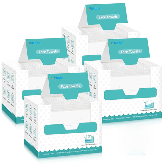 Face Towels, 200 Count Disposable Face Towelette for Washing Face, Skincare, Ultra Soft Facial Towel for Sensitive Skin, Lint-free Makeup Remover Dry Wipes - 4 Box