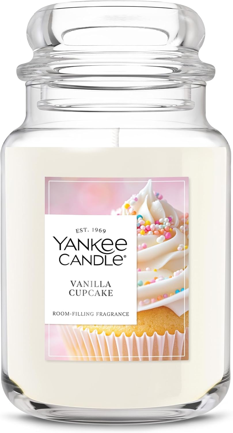 Yankee Candle Vanilla Cupcake Scented Candle, 22oz Large Jar with up to 150 Hour Burn Time, Giftable, Birthdays