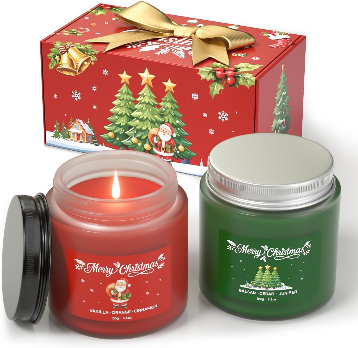 Christmas Candles, Soy Candles for Women & Men, Holiday Candle Gift Set for Women, Perfect Christmas Gifts for Mom, Dad, Teachers, Friends & Loved Ones