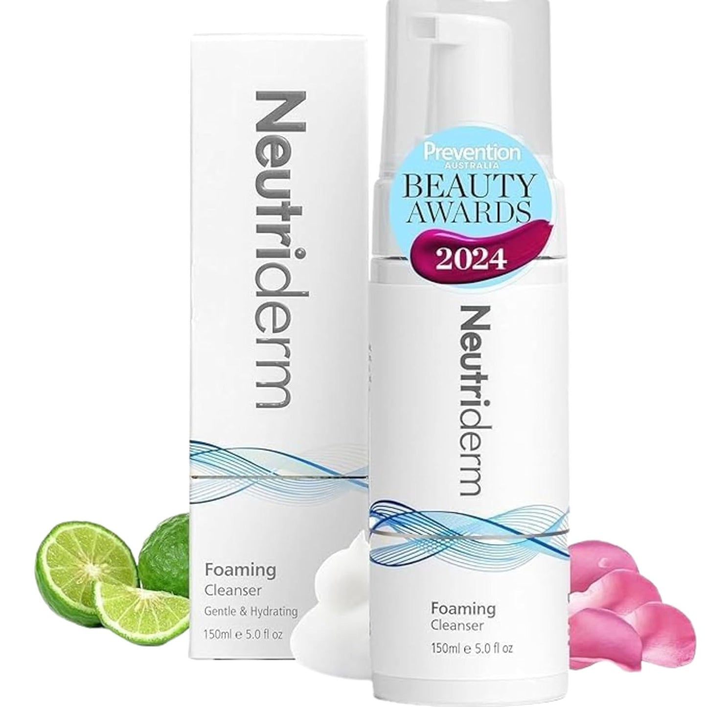 NEUTRIDERM Foaming Face Wash, Gentle Foaming Facial Cleanser with Niacinamide, Vitamin C & Panthenol, Hydrating Foam Cleanser for Double Cleanse, Makeup Remover, 150ml / 5 fl oz