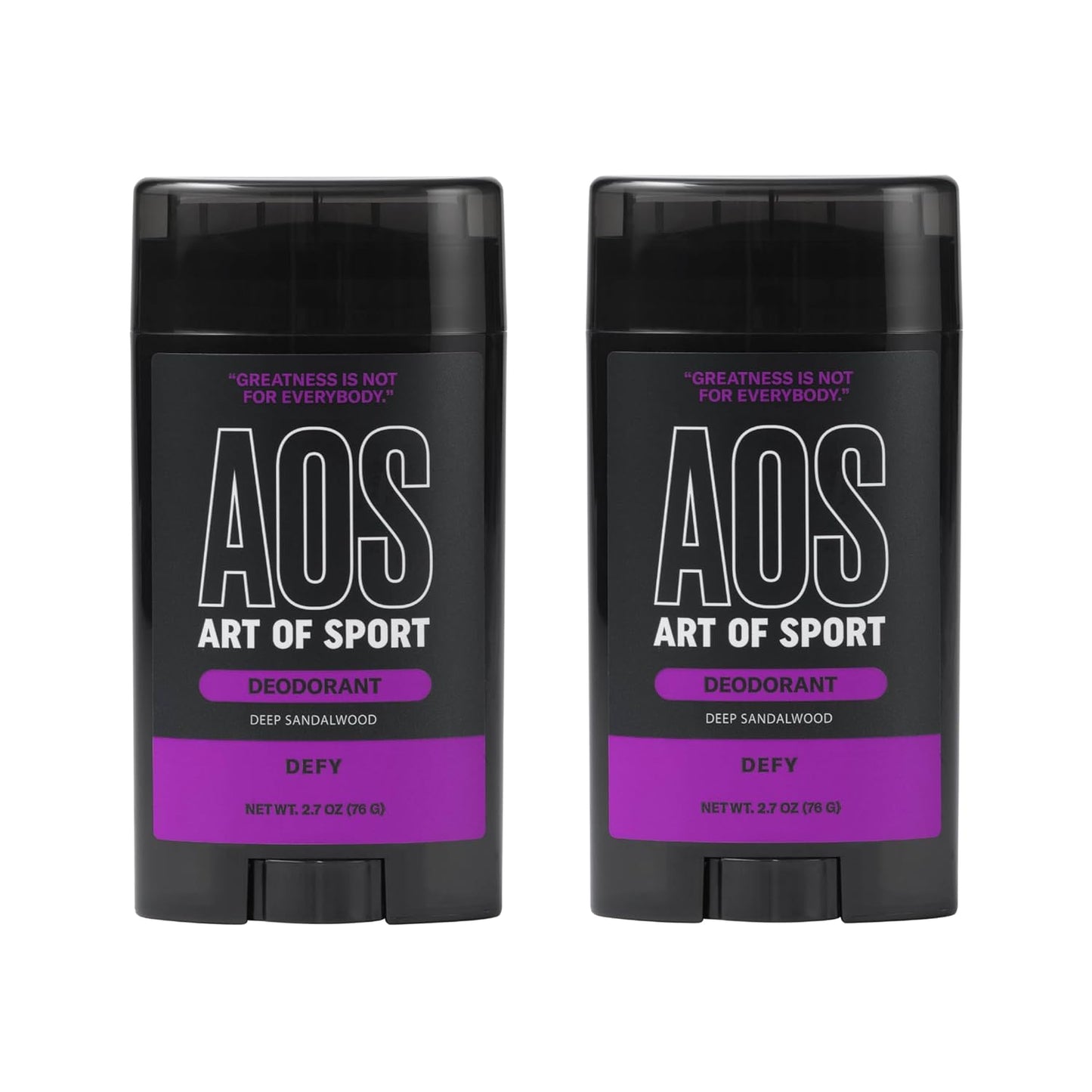 Art of Sport Men’s Deodorant, Talc Free, Sandalwood Fragrance, Made with Natural Botanicals, Green Tea, Made for Athletes, Defy Scent, 2.7 Ounce (Pack of 2)