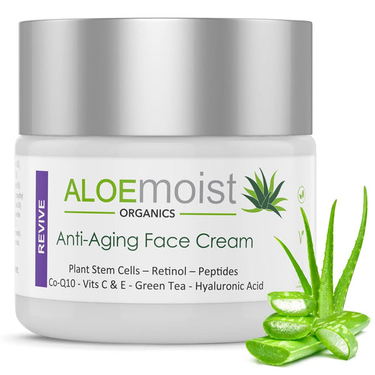 Advanced Retinol Cream for Face: Aloemoist Revive Anti Aging Face Cream for Women & Men Topical Retinoid Wrinkle Repair Day or Night Moisturizer, Organic Retinol Facial Moisturizer for Aging Skin Care