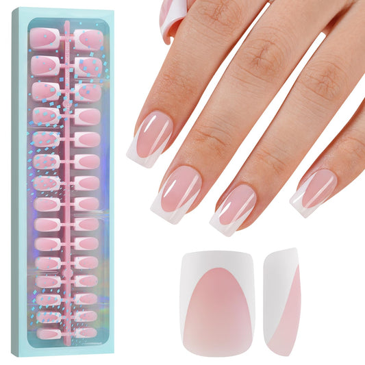 Vansiho Pink Deep French Gel Nail Tips, 150Pcs Short Square Soft Gel Nail Tips, French Tips Press on Nails, Fake Nails for Nail Art DIY 15 Sizes