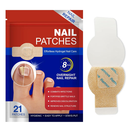 Nail Patches, 21 Pcs Toenail Treatment Extra Strength 8-Hour Overnight Nail Fast Acting Repair for Damaged & Discolored Nails Overnight Renewal Effortless Hydrogel Nail Care for Men and Women
