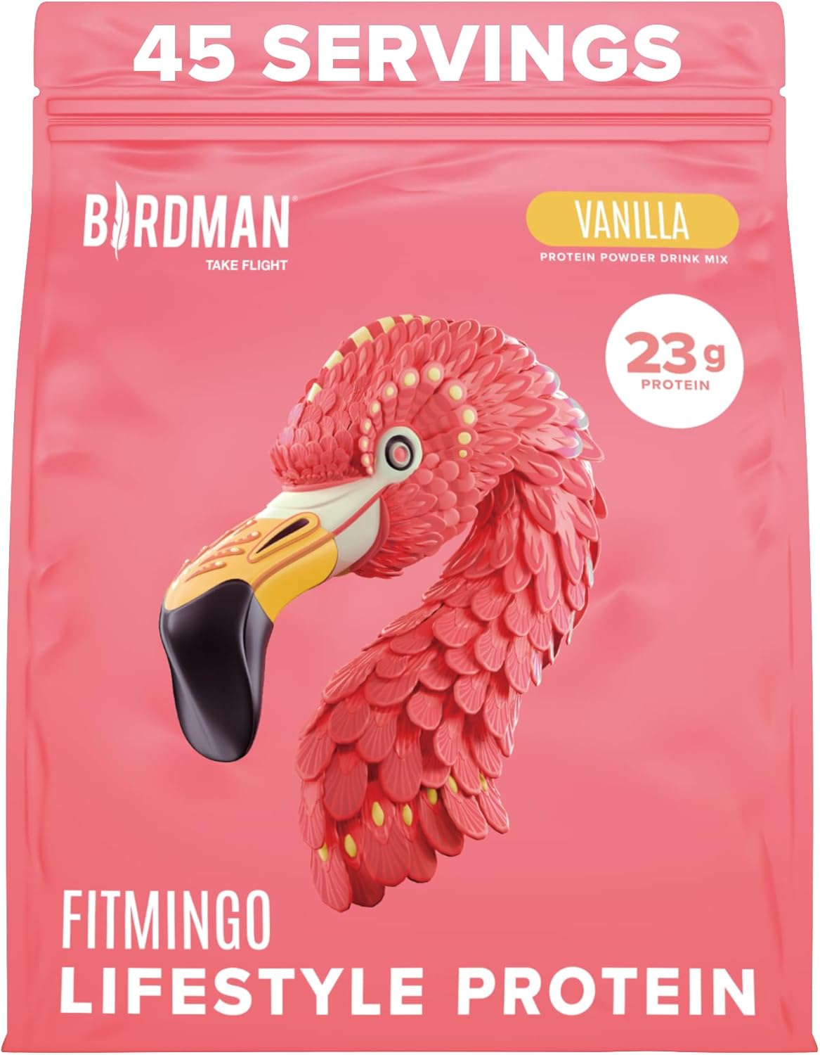 BIRDMAN Fitmingo Vegan Protein Powder with Inositol, Collagen Boosters, Hyaluronic Acid and Vitamins | Low Carb, Dairy Free, Low Calorie | 23g Plant Based Blueberry Protein Powder with Myo-Inositol