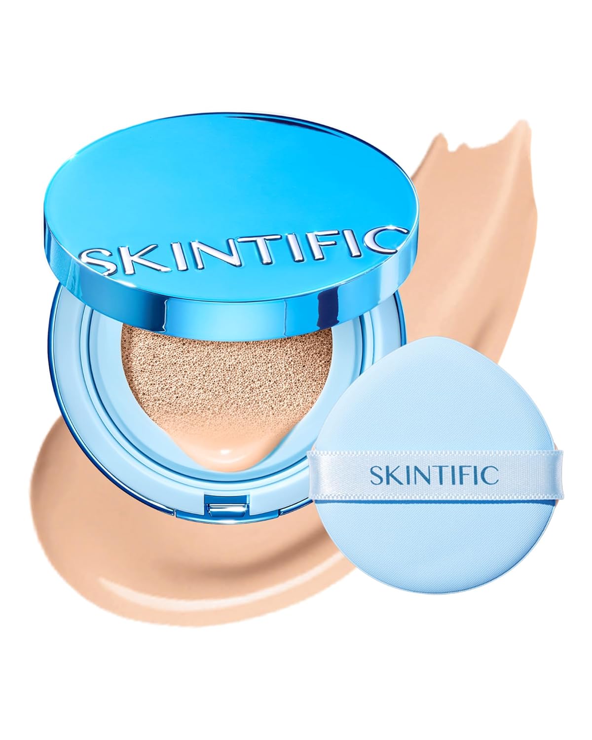 Velvet Matte Cushion Foundation Blue Ultra Cover Powder Foundation, 12h Oil-Control, Lightweight, Long-Lasting, Waterproof Korean Cushion Makeup (01 Vanilla)